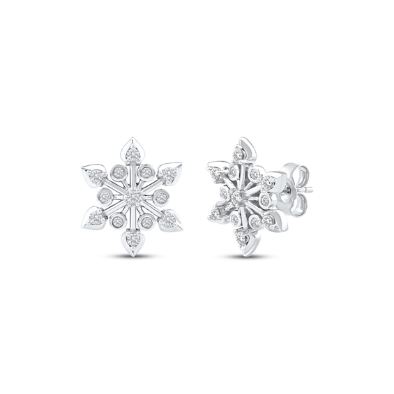 Diamond Snowflake Stud Earrings 1/4 ct tw 10K White Gold