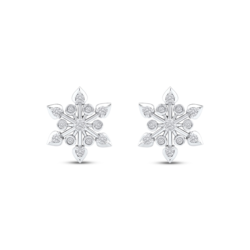 Main Image 2 of Diamond Snowflake Stud Earrings 1/4 ct tw 10K White Gold