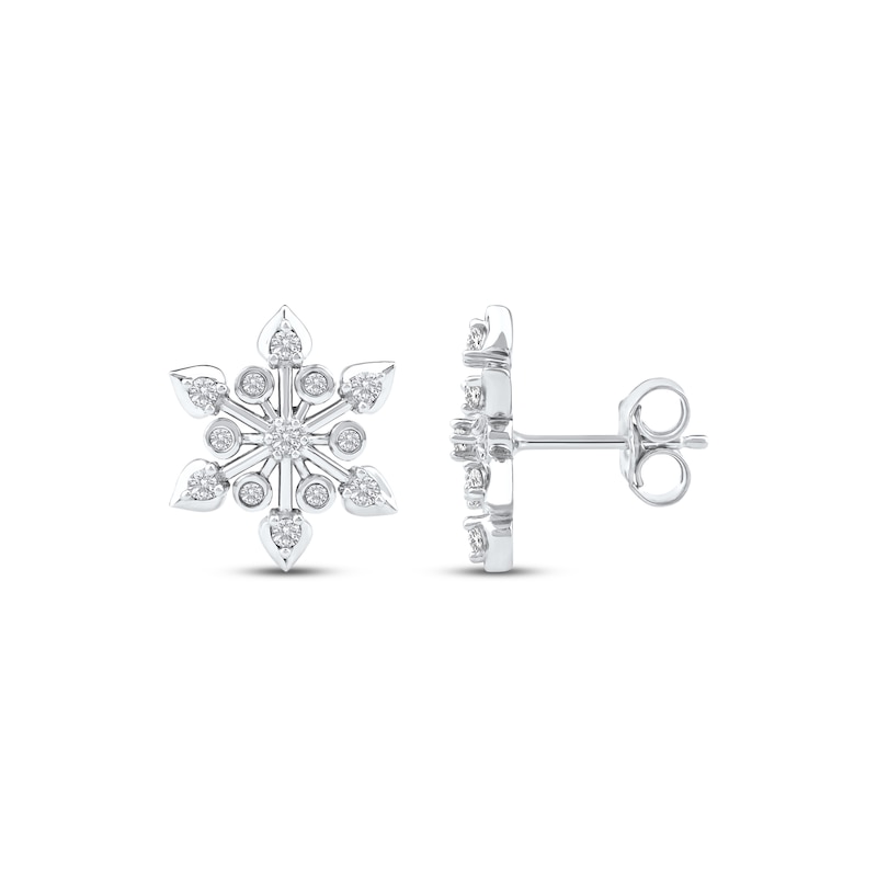 Main Image 3 of Diamond Snowflake Stud Earrings 1/4 ct tw 10K White Gold