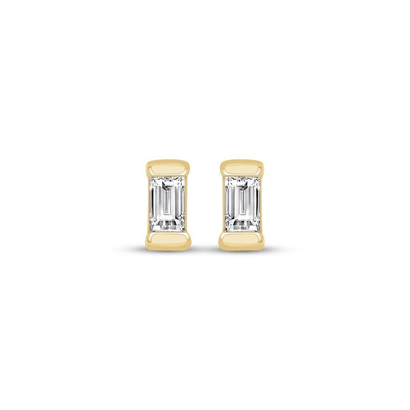 Main Image 2 of Baguette-Cut Diamond Solitaire Stud Earrings 1/15 ct tw 14K Yellow Gold (I/I2)