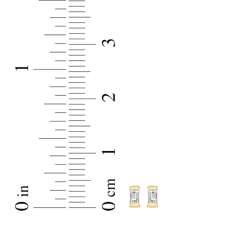 Main Image 5 of Baguette-Cut Diamond Solitaire Stud Earrings 1/15 ct tw 14K Yellow Gold (I/I2)