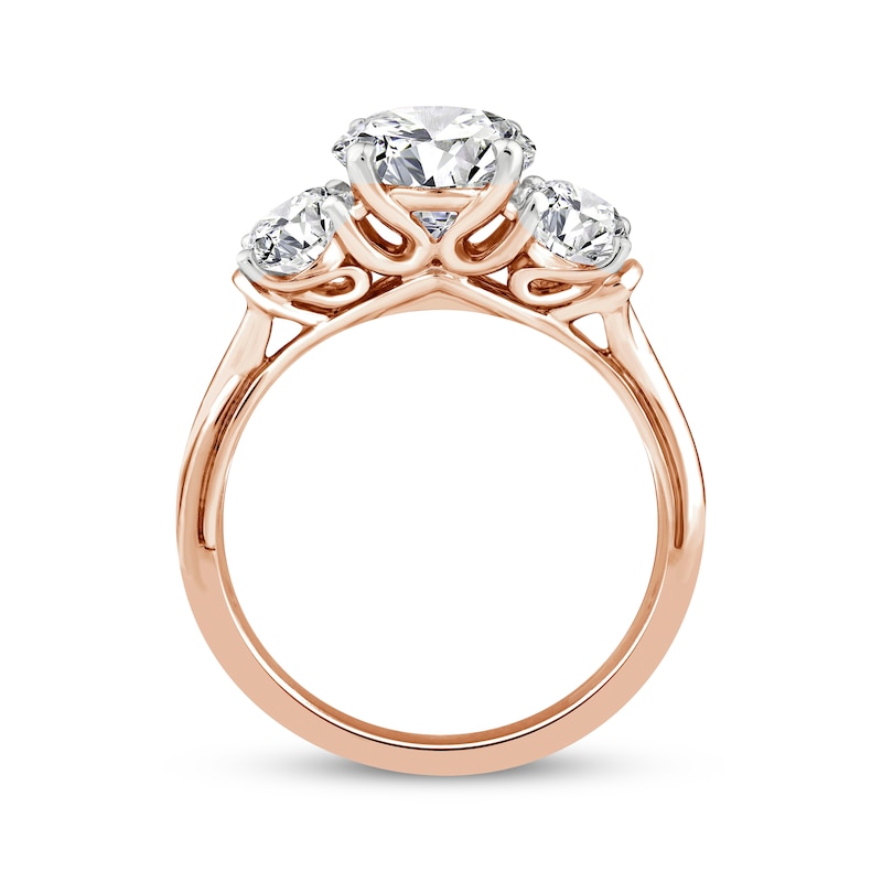 Main Image 3 of Memories Moments Magic Lab-Grown Diamond Oval-Cut Three-Stone Engagement Ring 3-1/2 ct tw 14K Rose Gold