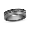 Thumbnail Image 1 of Ink & Ice Men's Black Diamond Pyramid Studded Wedding Band 1/6 ct tw Black Rhodium-Plated 10K White Gold