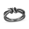 Thumbnail Image 1 of Ink & Ice Black & White Diamond Barbed Wire Knot Ring 1/5 ct tw Black Rhodium-Plated Sterling Silver