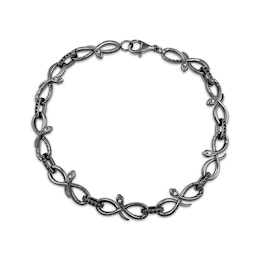 Ink & Ice Black & White Diamond Snake Infinity Link Bracelet 1/5 ct tw Black Rhodium-Plated Sterling Silver 7.5&quot;