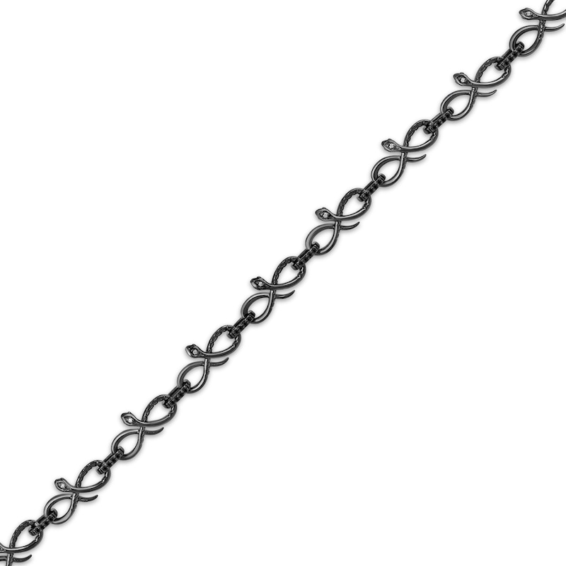 Main Image 2 of Ink & Ice Black & White Diamond Snake Infinity Link Bracelet 1/5 ct tw Black Rhodium-Plated Sterling Silver 7.5&quot;