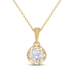 Round-Cut Diamond Solitaire Hidden Halo Necklace 1/2 ct tw 10K Yellow Gold 18&quot; (I/I3)