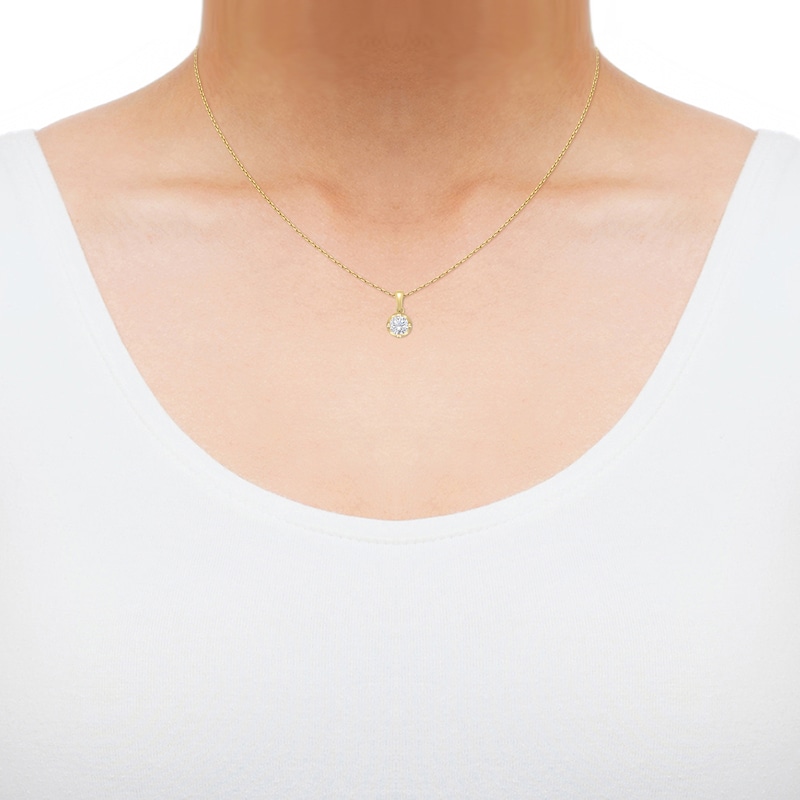 Main Image 3 of Round-Cut Diamond Solitaire Hidden Halo Necklace 1/2 ct tw 10K Yellow Gold 18&quot; (I/I3)