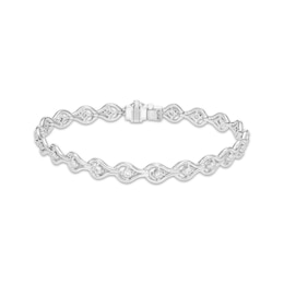 Diamond Teardrop Link Bracelet 1/4 ct tw Sterling Silver 7.25&quot;