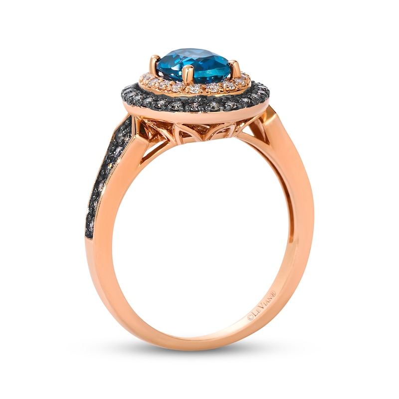 Main Image 2 of Le Vian Oval-Cut Blue Topaz & Diamond Ring 3/8 ct tw 14K Strawberry Gold