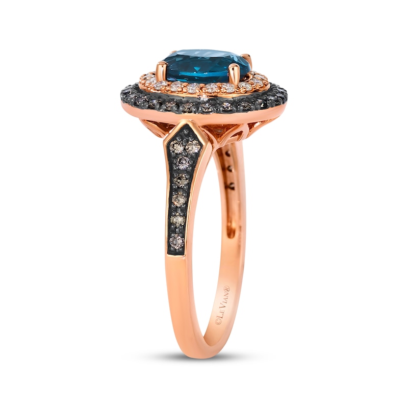 Main Image 3 of Le Vian Oval-Cut Blue Topaz & Diamond Ring 3/8 ct tw 14K Strawberry Gold