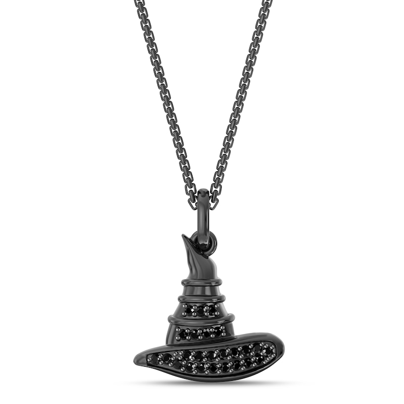 Main Image 1 of Wicked Black Diamond Witch Hat Necklace 1/8 ct tw Black Rhodium-Plated Sterling Silver 18&quot;