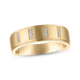 Now + Forever Men's Diamond Trios Wedding Band 1/20 ct tw 10K Yellow Gold