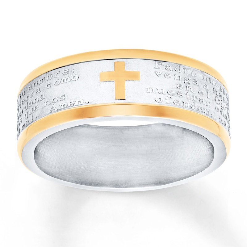 Main Image 1 of Men's Wedding Band Stainless Steel/Yellow Ion-Plating 8mm