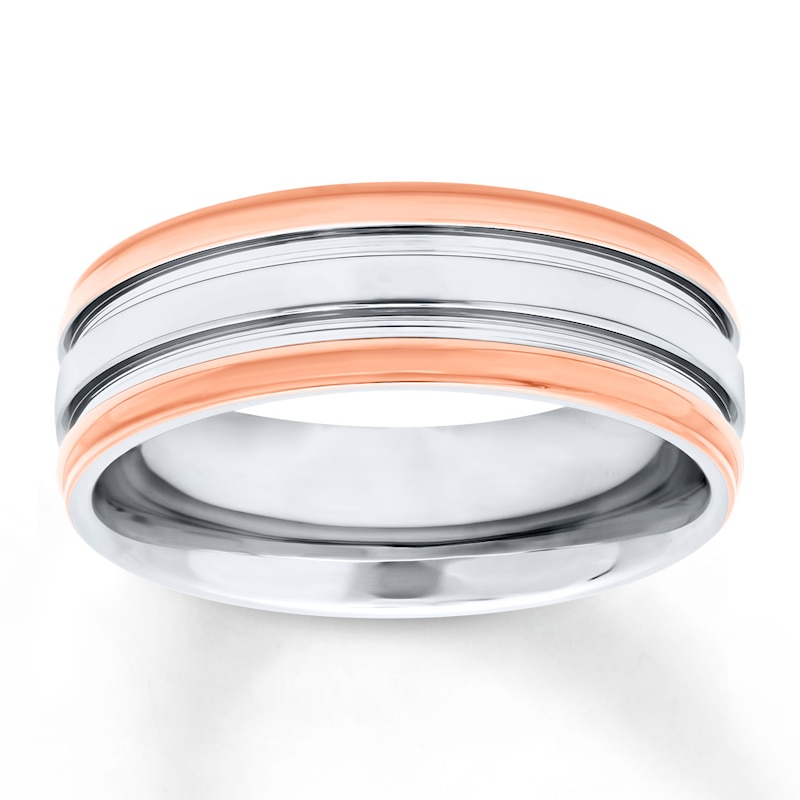 Main Image 1 of Men's Wedding Band Stainless Steel/Rose Ion-Plating 7mm