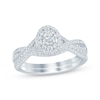 Oval-Cut Diamond Double Halo Bridal Set 1/2 ct tw 14K White Gold