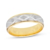 Thumbnail Image 0 of Men's Diamond-Cut Geometric Wedding Band 10K Two-Tone Gold