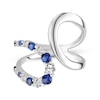 Thumbnail Image 1 of Blue & White Lab-Created Sapphire Deconstructed Curve Ring Sterling Silver