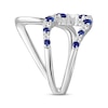 Thumbnail Image 2 of Blue & White Lab-Created Sapphire Deconstructed Curve Ring Sterling Silver