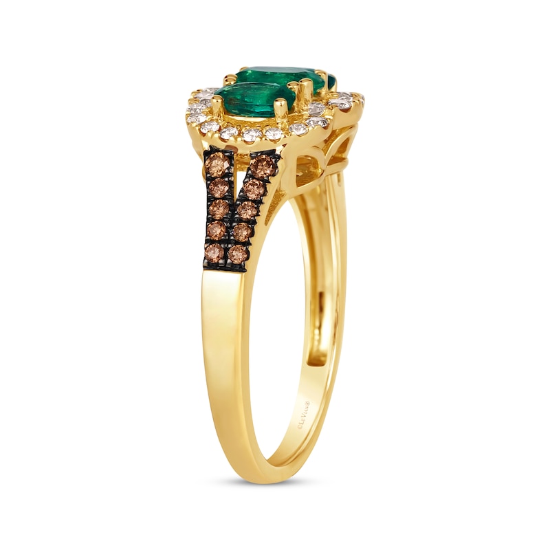 Main Image 2 of Le Vian Emerald Three-Stone Ring 3/8 ct tw Diamonds 14K Honey Gold