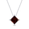 Thumbnail Image 0 of Square-Cut Garnet Solitaire Necklace Sterling Silver 18"