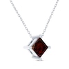 Thumbnail Image 1 of Square-Cut Garnet Solitaire Necklace Sterling Silver 18"