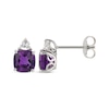 Thumbnail Image 1 of Cushion-Cut Amethyst & Trillion-Cut White Lab-Created Sapphire Stud Earrings Sterling Silver