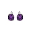 Thumbnail Image 2 of Cushion-Cut Amethyst & Trillion-Cut White Lab-Created Sapphire Stud Earrings Sterling Silver