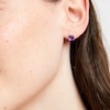 Thumbnail Image 3 of Cushion-Cut Amethyst & Trillion-Cut White Lab-Created Sapphire Stud Earrings Sterling Silver