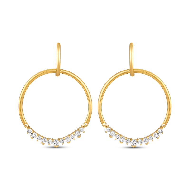 Main Image 2 of Diamond Convertible Circle & Hoop Earrings 3/4 ct tw 10K Yellow Gold