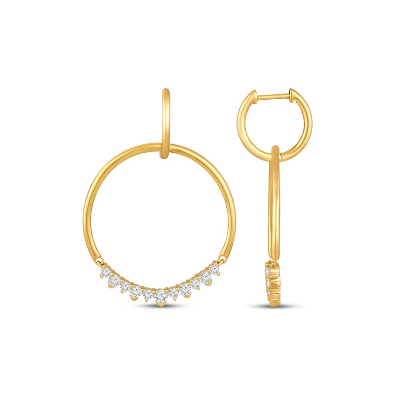 Main Image 3 of Diamond Convertible Circle & Hoop Earrings 3/4 ct tw 10K Yellow Gold