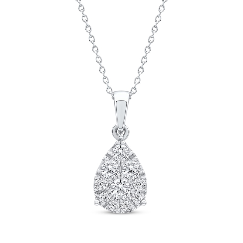 Main Image 1 of Diamond Teardrop Necklace 1/2 ct tw 10K White Gold