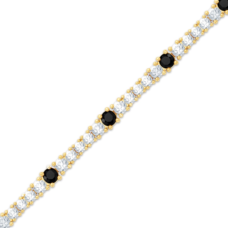 Main Image 2 of Black & White Diamond Station Bracelet 2-1/2 ct tw 10K Yellow Gold 7&quot;