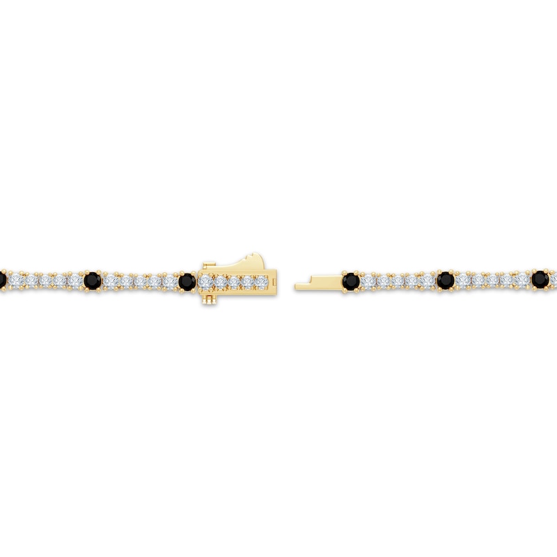 Main Image 3 of Black & White Diamond Station Bracelet 2-1/2 ct tw 10K Yellow Gold 7&quot;