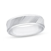 Thumbnail Image 1 of Men's Diagonal Groove Wedding Band 10K White Gold