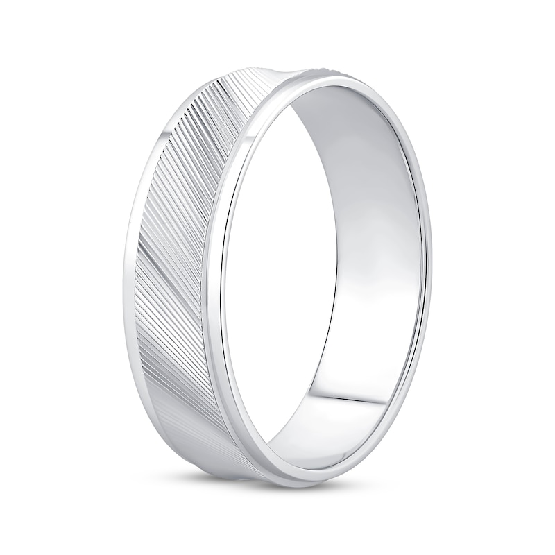 Main Image 2 of Men's Diagonal Groove Wedding Band 10K White Gold