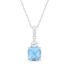 Thumbnail Image 1 of Cushion-Cut Swiss Blue Topaz & White Lab-Created Sapphire Necklace Sterling Silver 18&quot;