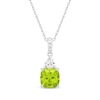 Thumbnail Image 1 of Cushion-Cut Peridot & White Lab-Created Sapphire Necklace Sterling Silver 18&quot;