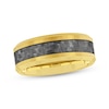 Thumbnail Image 0 of Men's Crosshatch Wedding Band Yellow Ion-Plated Tungsten Carbide & Carbon Fiber 8mm