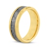 Thumbnail Image 1 of Men's Crosshatch Wedding Band Yellow Ion-Plated Tungsten Carbide & Carbon Fiber 8mm