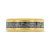 Thumbnail Image 2 of Men's Crosshatch Wedding Band Yellow Ion-Plated Tungsten Carbide & Carbon Fiber 8mm