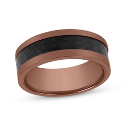 Now + Forever Men's Hammered Wedding Band Black & Bronze Ion-Plated Tungsten Carbide 8mm