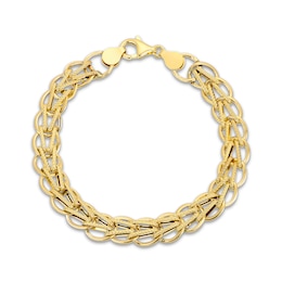 Hollow V Circle Chain Bracelet 8.9mm 10K Yellow Gold 7.5&quot;