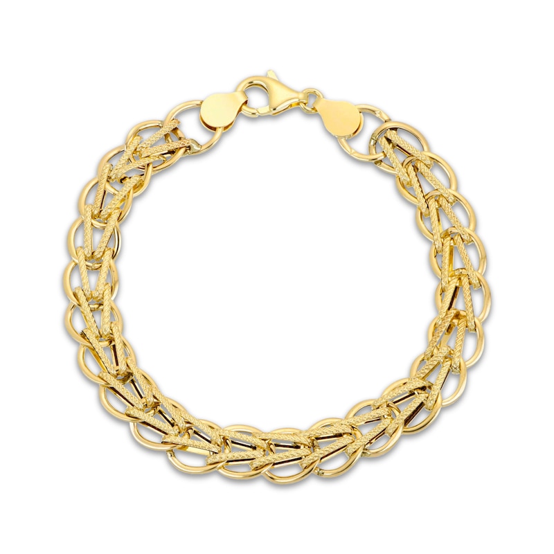 Hollow V Circle Chain Bracelet 8.9mm 10K Yellow Gold 7.5"