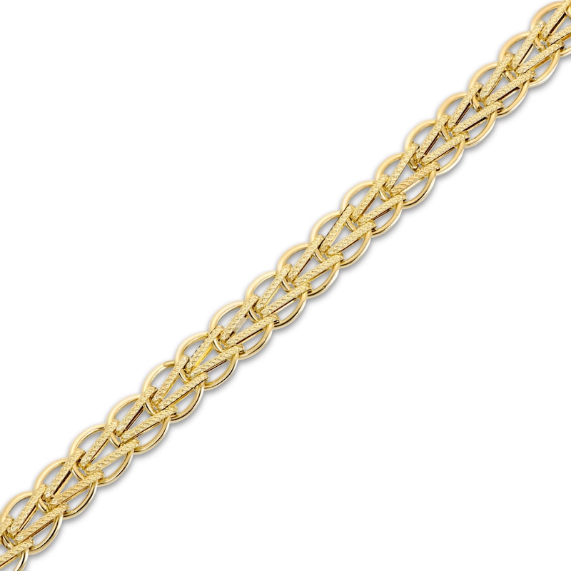 Hollow V Circle Chain Bracelet 8.9mm 10K Yellow Gold 7.5"