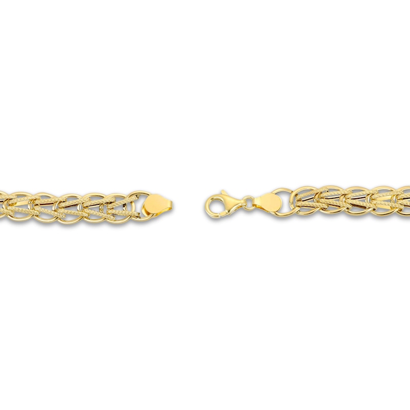 Hollow V Circle Chain Bracelet 8.9mm 10K Yellow Gold 7.5"