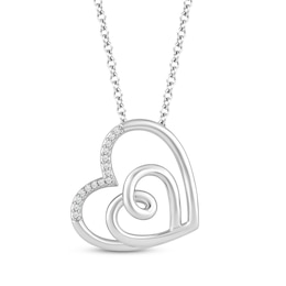 Hallmark Diamonds Tilted Heart Necklace Sterling Silver 18&quot;