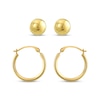 Thumbnail Image 2 of Hollow Ball Stud & Hoop Earrings Set 14K Yellow Gold