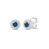 Thumbnail Image 1 of Blue & White Diamond Halo Stud Earrings 1/3 ct tw Sterling Silver