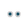 Thumbnail Image 2 of Blue & White Diamond Halo Stud Earrings 1/3 ct tw Sterling Silver